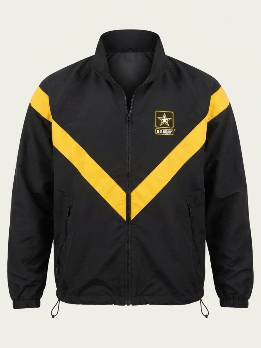 US Army APFU PT Windbreaker Jacket Black Gold Unisex Small Regular